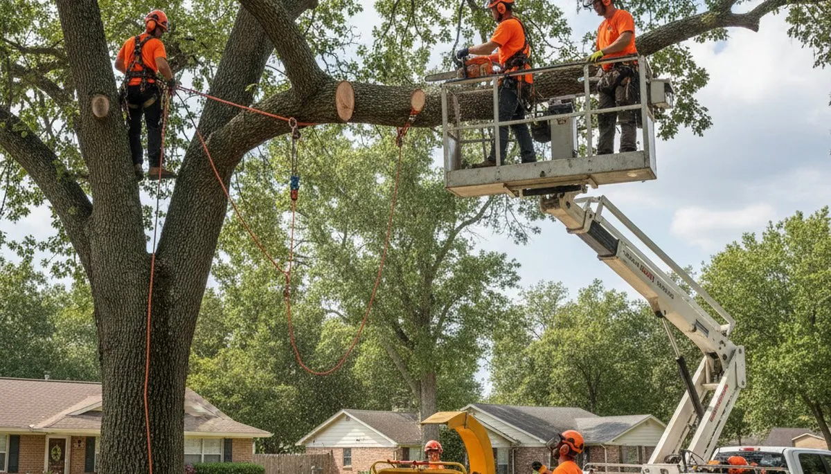 Cherry Hill, NJ emergency tree service crew removing storm-damaged tree safely