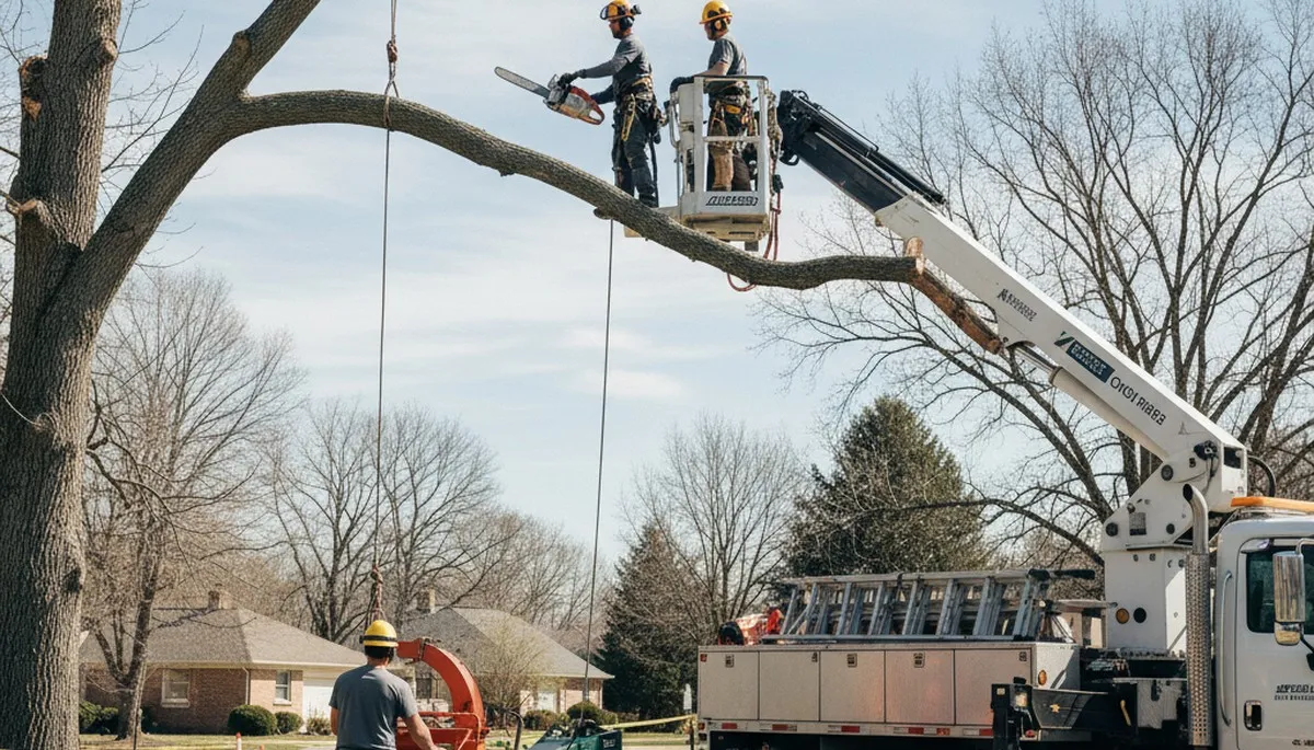 Cherry Hill, NJ tree service crew removing a damaged tree safely for a customer